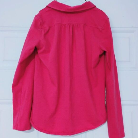 Ralph Lauren Girls 6X Cargo Pocket Soft Knit Shirt Roll Tab Sleeves Fuchsia Pink - Picture 2 of 13